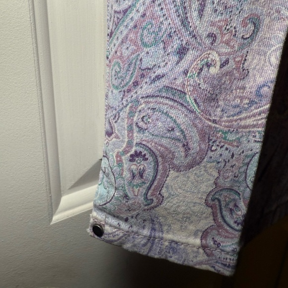 Gloria Vanderbilt Amanda Purple Lilac Paisley Ankle Jeans Capris Sz 16 High Rise - Picture 2 of 7